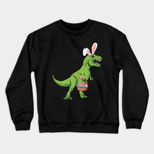 Easter Dinosaur Trex Dino With Eggs T-Rex Bunny Ears Easter Crewneck Sweatshirt